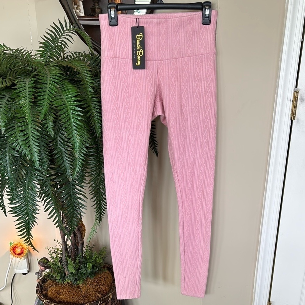 Brand New Beach Bunny Blush Pink Sweater Knit Harlow Pants Full Length Leggings